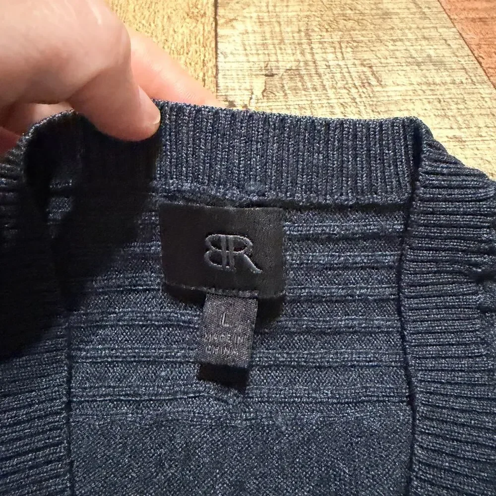 Banana Republic Men's Navy Blue V-Neck Sweater Sz L Preppy Layers Minimalist